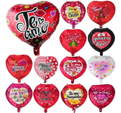 Set 10 Globos Rojos Love San Valentin Corazon Apto Helio