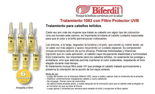 Imagen 3 de 4 de Ampolla Tratamiento Cabellos Teñidos Protector Biferdil 1053