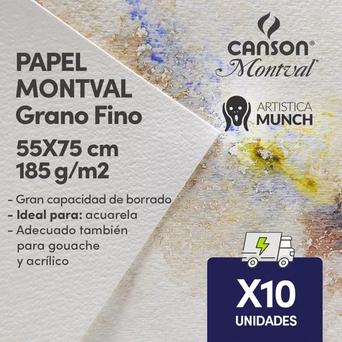 Papel Acuarela Montval Grano Fino 185gr