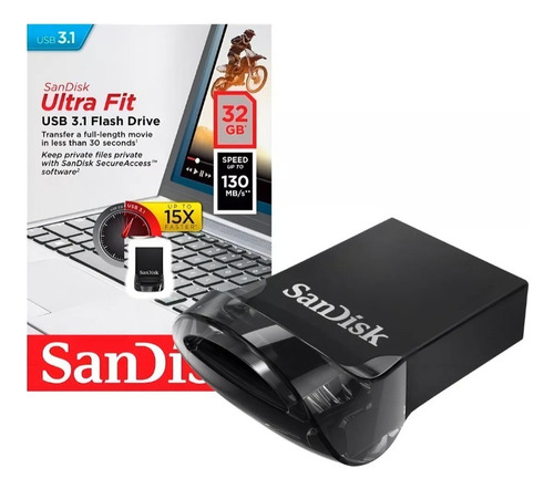 Pendrive 32gb Usb 3.2 Pen Mini Sandisk Ultra Fit X2 Unidades Negro Ultra Fit