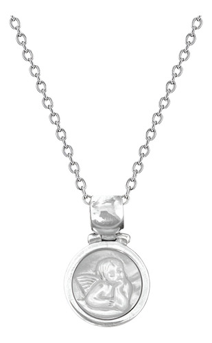 Collar Hombre Arcángel Nácar Joya Regalo Protector Plata