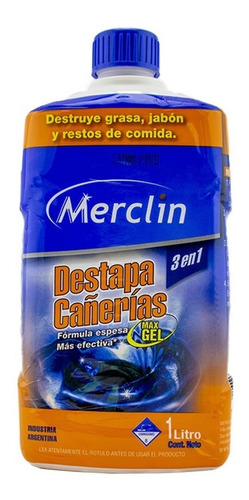 Merclin destapa cañerias gel 1L 3 en 1