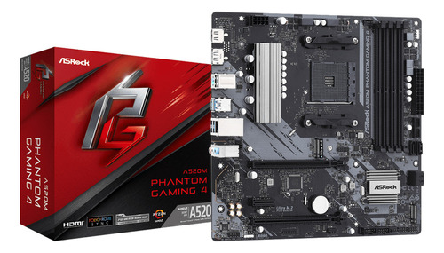 Placa Madre Asrock A520m Phantom Gaming 4, Am4, Ddr4 - Matx