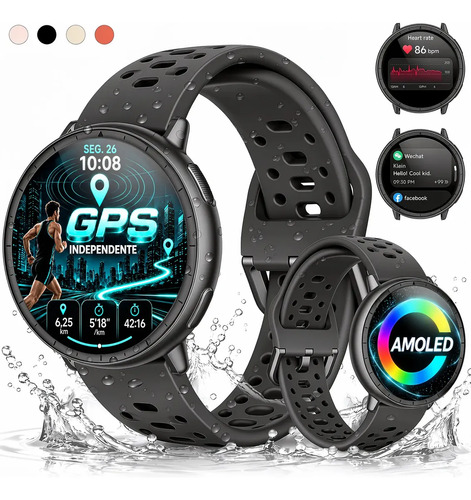 Smartwatch GPS Relógio Inteligente AMOLED NOVANTE Digital IP68 5ATM Impermeável Masculino Feminino Com Chamadas Bluetooth Notificações In...