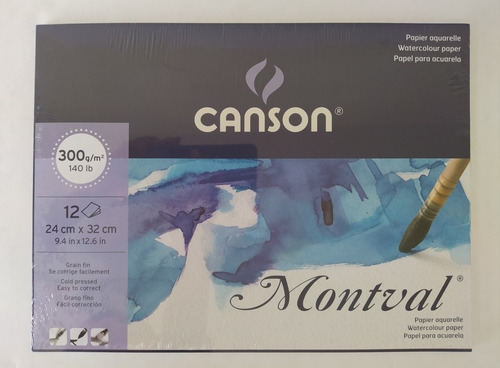 Block Canson Montval Acuarela 300g. 12 Hojas 24cm X 32cm A4 