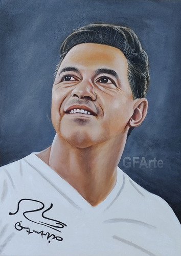 Marcelo Gallardo Retrato 70x50 Pintado A Mano Acrilico