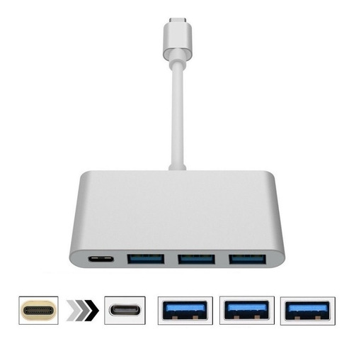 Hub Azcables Adaptador Thunderbolt 3 Usb 3.1 Tipo-c Para 3x Usb 3.0 P/ Macbook Pro , Xps ,chromebook