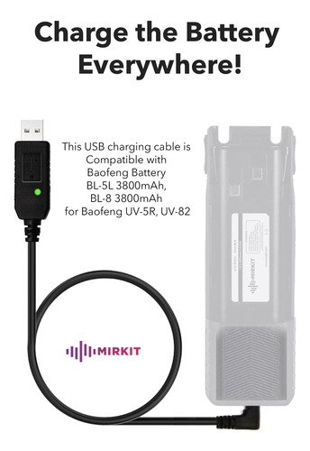 Cable Cargador Usb 0.25 Cm Con Indicador Para Baofeng Uv-5r