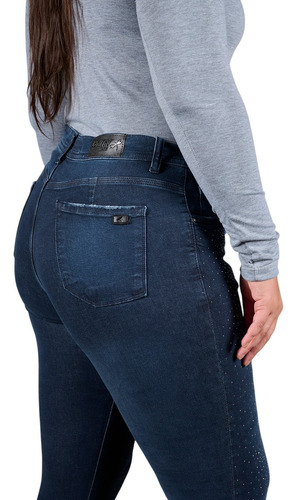 Jean Cenitho Chupín Tm Blue Black Con Brillo Elastizado