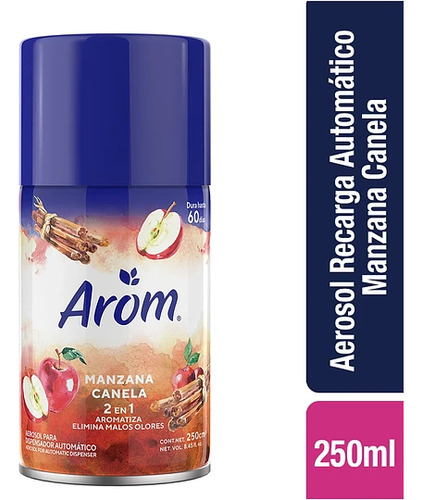 Desodorante Aerosol Recarga Arom Manzana Canela 250cc