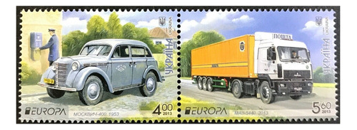 2013 Europa- Vehiculos Postales- Ucrania (sellos) Mint