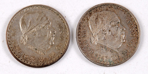 Moneda(1) Un Peso 1947 Plata Morelos Cacheton  
