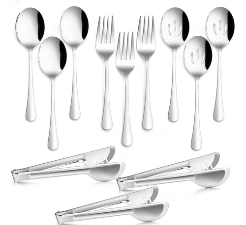 Utensilios Servicio Inox 12pcs Cucharas Ranuradas 25cm Tened