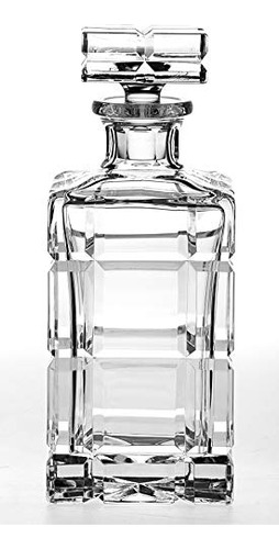 Barski Hand Cut Boca Soplado Crystal Whiskey Square Decanter