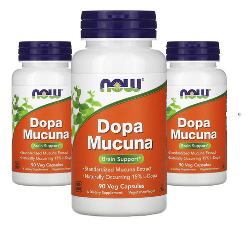 Dopa Mucuna Now Foods 90 Cápsulas Vegetarianas 3un Sabor Sem sabor
