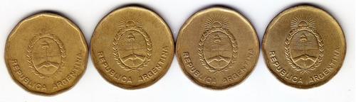 Argentina. 4 Monedas 10 Ctvs. Austral. 1985/86/87/88.