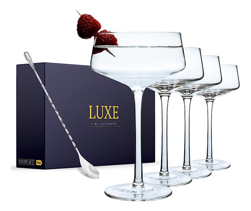 La Tienda Tag | Luxe Martini Gafas Set De 4 | 8oz Coupe Glas