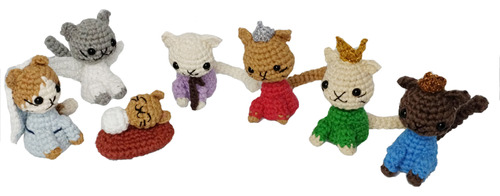 Pesebre Con Gatitos Tejido A Crochet Con 7 Figuras De 7cm