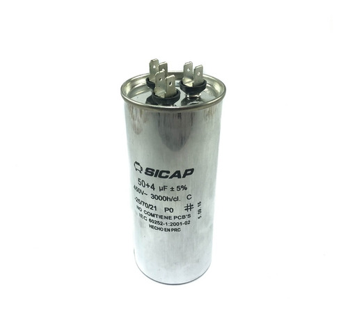 Capacitor Sicap Dual Doble Aire Acondicionado 50 Mf + 8 Mf 