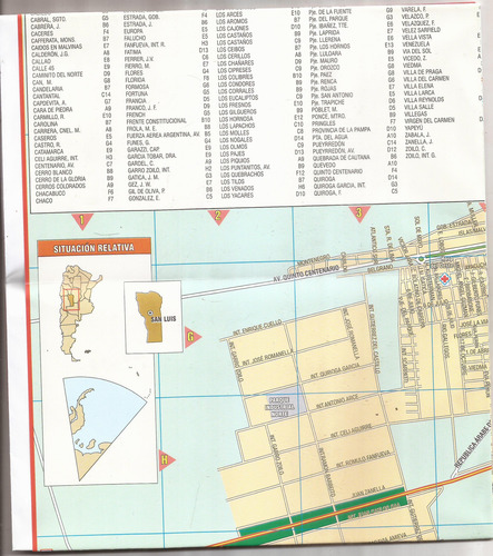 Mapa De Las Ciudades De San Luis Y Villa Mercedes 81 X 57 Cm