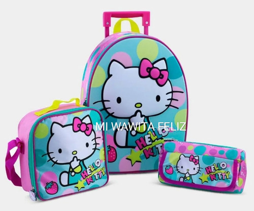 Set Maleta Ranger Eva 3d Kitty Multi Lonchera Cartuchera 