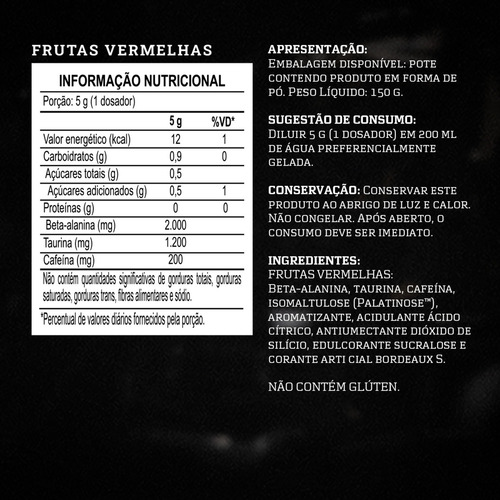 Evora Pré-treino Frutas Vermelhas 150g Darkness - Aumento De Resistência E Potência Muscular Com Cafeína Frutas Vermelhas