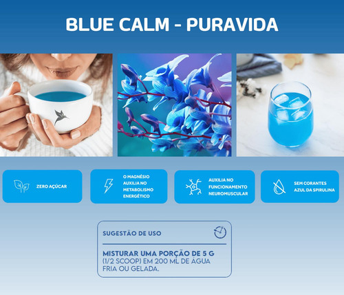 2x Blue Calm Limão Triptofano Inositol 250g - Puravida