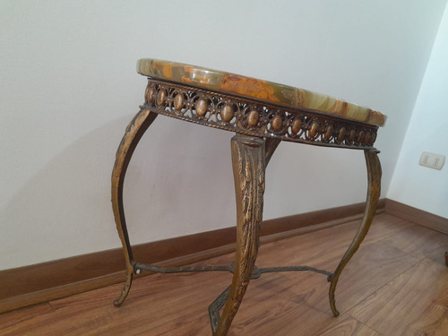 Mesa De Bronce Con Mármol Antigua (Usado)