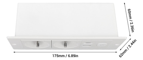 Tira De Alimentación Empotrada 3 En 1, Toma Usb Tipo C