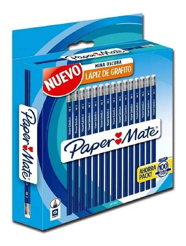 Lápiz Papermate 2077842 C/100 Pzas Gráfito Color Azul /v