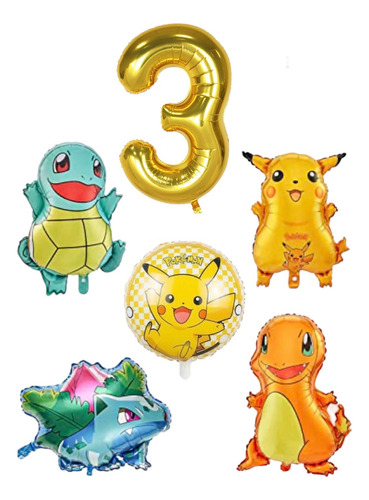 Pack De 6 Globos Para Cumpleaños Picachu Generico Personajes