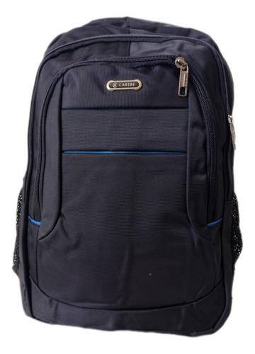 Mochila Negra Escolar Urbana Ejecutiva Deportiva Negra 30l Color Negro Diseño De La Tela Aplicaciones Azules