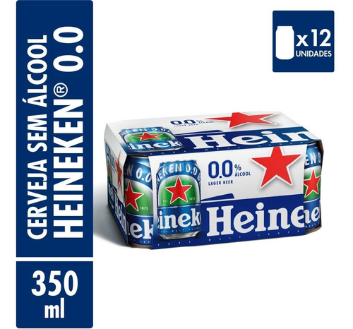 Imagem 1 de 3 de Cerveja Premium Heineken Zero Lata 350ml - 12 Unidades