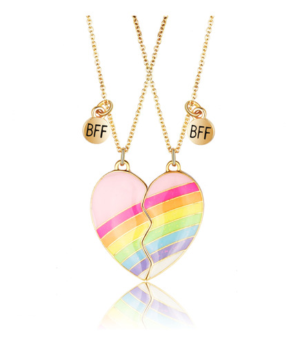 1 Par Bff Good Friends Niños Collar Arco Iris Collar