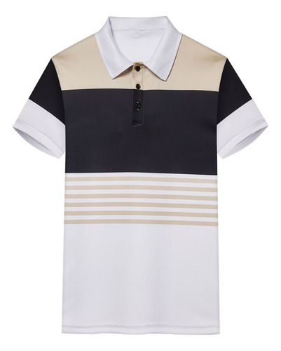 Blusa Masculina Casual Com Gola Virada Para Baixo E Botões D