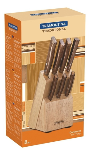 Juego Cuchillos Tramontina 8 Piezas Con Taco Porta Cuchillos