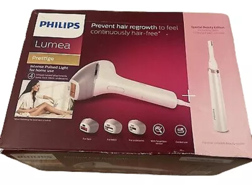 Philips BRI954/00 Lumea Prestige - Depiladora Luz Pulsada para la  Depilación Permanente del Vello Visible en Casa con 3 Cabezales: Cuerpo,  Cara y