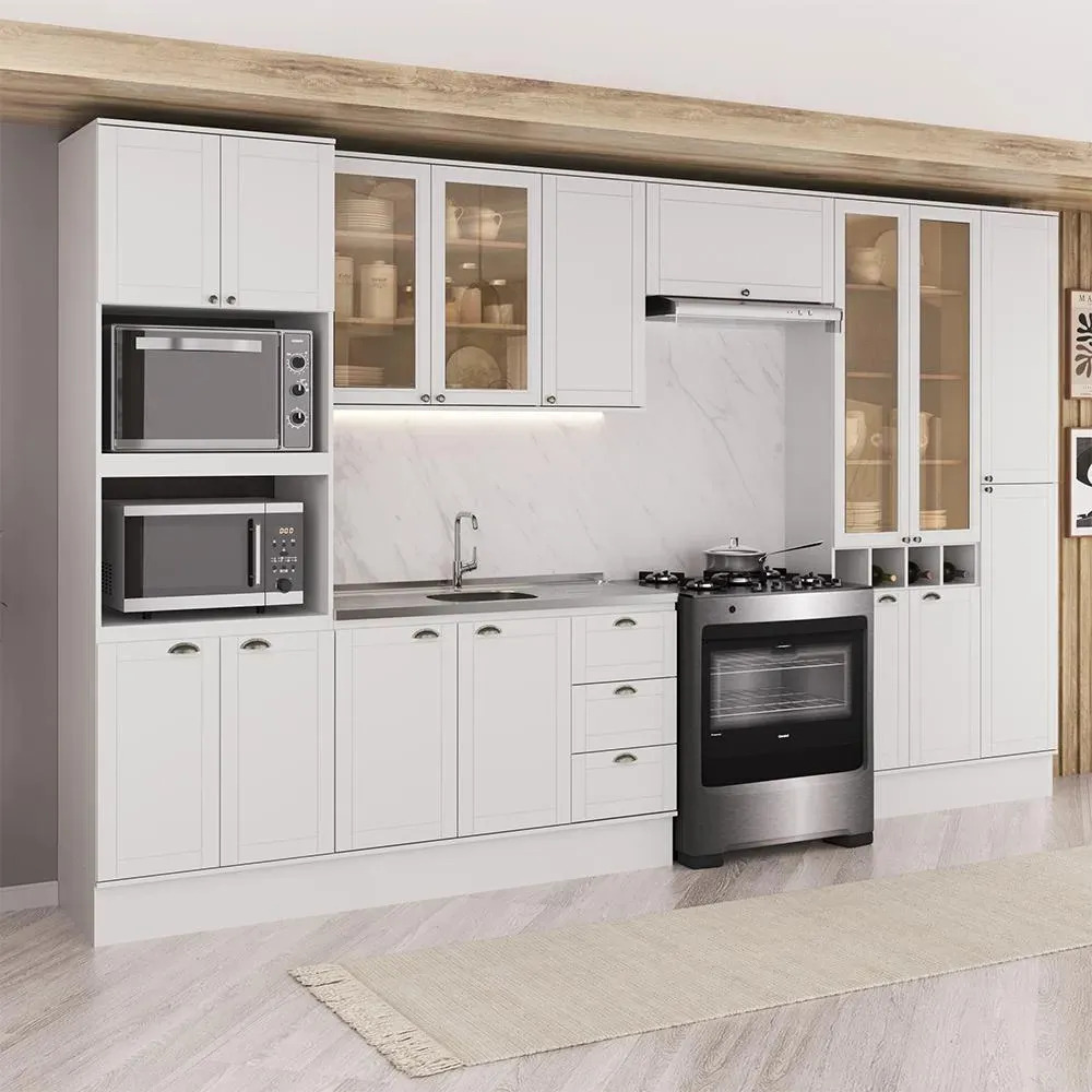 Armário De Cozinha Completa Milla True Carraro Branco Branco