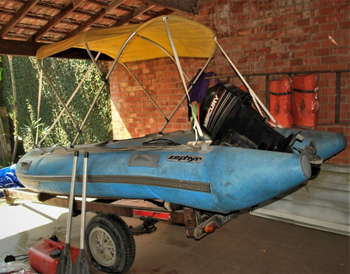 Bote Inflável Com Motor 25hp, Capota, Carreta E Assessórios