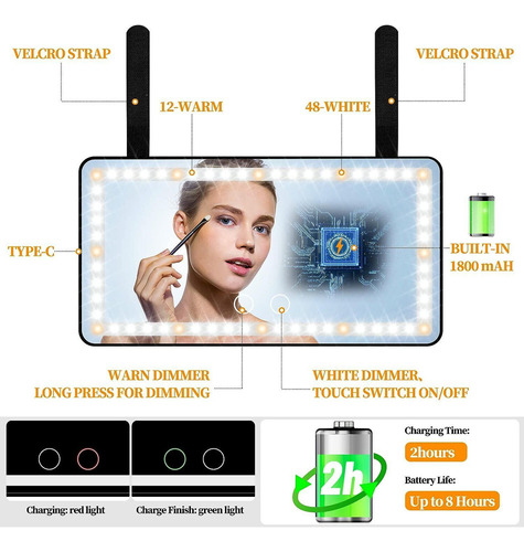 Espejo De Tocador Con Visera Solar Para Automóvil De 60 Led