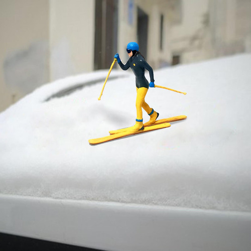 2x 1/64 Modelo En Miniatura Figuras De Esquí Escena