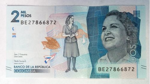 Billete 2000 Pesos Serial Radar Be27866872 23/jul/2019 Unc