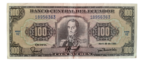 Ecuador Billete De 100 Sucres Año 1990 P#123 Vf