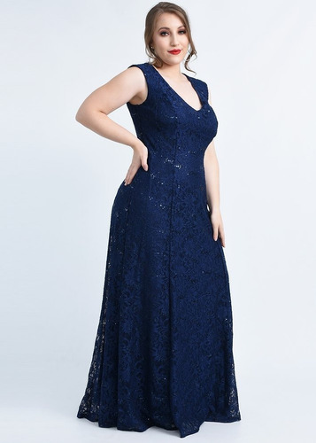 Vestido Fiesta Largo Encaje Evace Calce Perfecto Talles Especiales Grande Gorditas Hasta 7xl Colores Moda Pasion