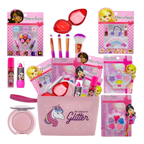 Kit De Maquiagem Infantil Com Necessaire + Brinde