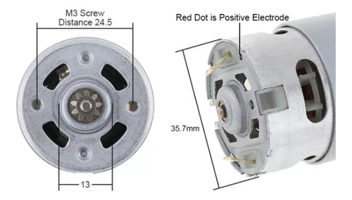 Motor Dc Rs550 18v 19500 Rpm Com 11 Dentes De Duas Velocidad