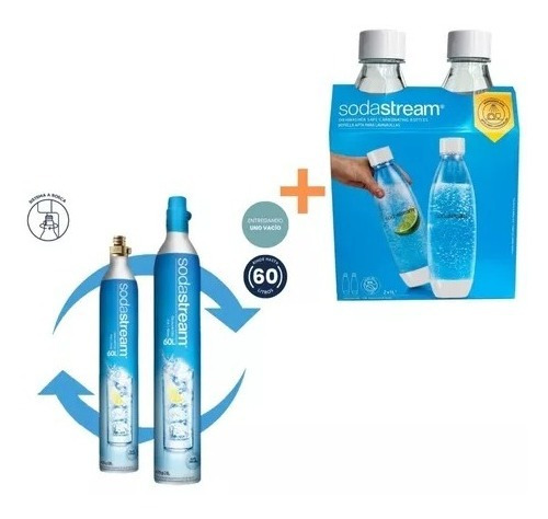 Recambio Sodastream Cilindro + Twinpack - Botellas 1 Lts