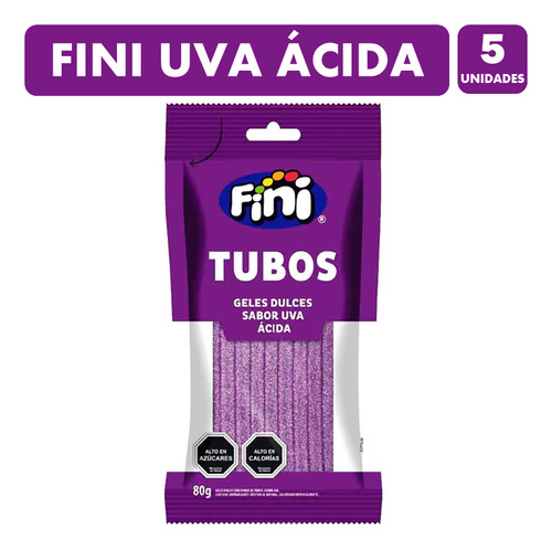 Fini Uva Acida - Gomitas De Tubos Morados (pack Con 5 Un)