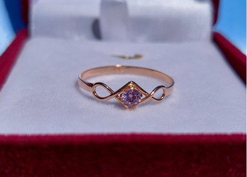 Anillo Infinito Rombo Con Rosa Francia Oro 18 Kilates