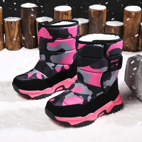 Botas De Nieve De Camuflaje Impermeables Cálidas Para Invier